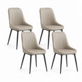 Set 4 Sedie da Pranzo Beige in Pelle PU con Gambe in Acciaio 45 x 55 x 87 cm