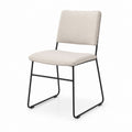 Sedia da pranzo beige in poliestere con struttura in acciaio nero 48 x 56 x 84 cm