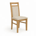 Sedia da pranzo in rovere massello naturale con seduta imbottita beige 45 x 52 x 98 cm