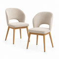 Set di 2 sedie da pranzo beige in poliestere e legno massello 54 x 58 x 83 cm