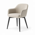 Sedia da pranzo imbottita beige in PU con gambe nere 56 x 60 x 82 cm