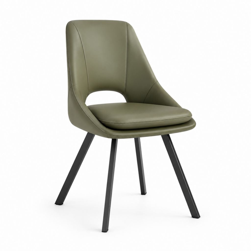 Sedia da pranzo verde oliva in similpelle PU con schienale curvo 56 x 61 x 86 cm