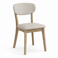 Sedia da pranzo imbottita beige in rovere massello con schienale arrotondato 48 x 55 x 82 cm