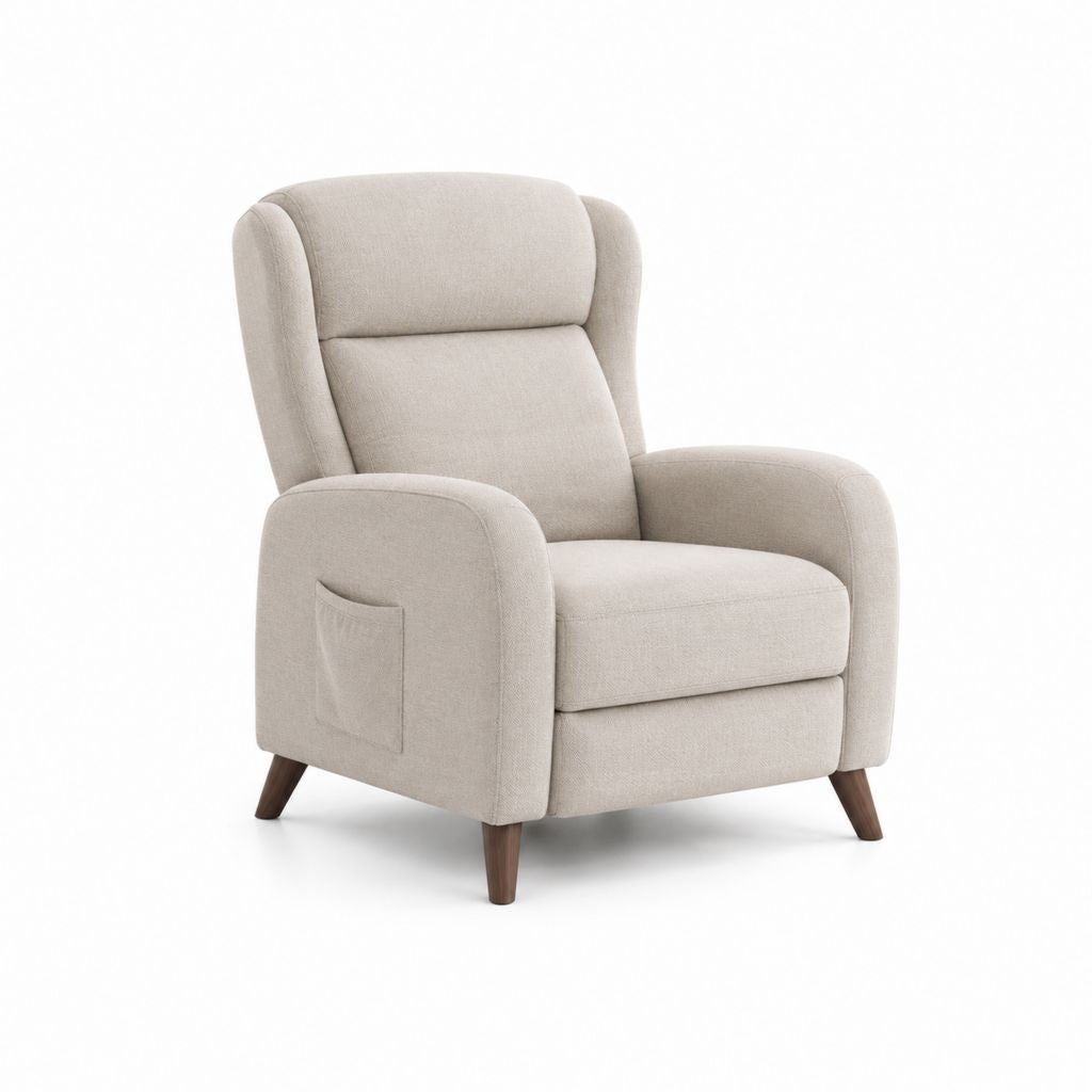 Poltrona da soggiorno imbottita beige in poliestere con schienale alto 82 x 88 x 103 cm