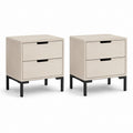 Set di 2 comodini con 2 cassetti beige in truciolare e acciaio 40 x 35 x 55 cm