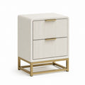 Comodino 2 cassetti avorio in MDF e acciaio inossidabile rettangolare 45 x 35 x 65 cm