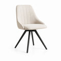 Sedia da pranzo imbottita avorio in poliestere con gambe in acciaio nero 58 x 62 x 86 cm