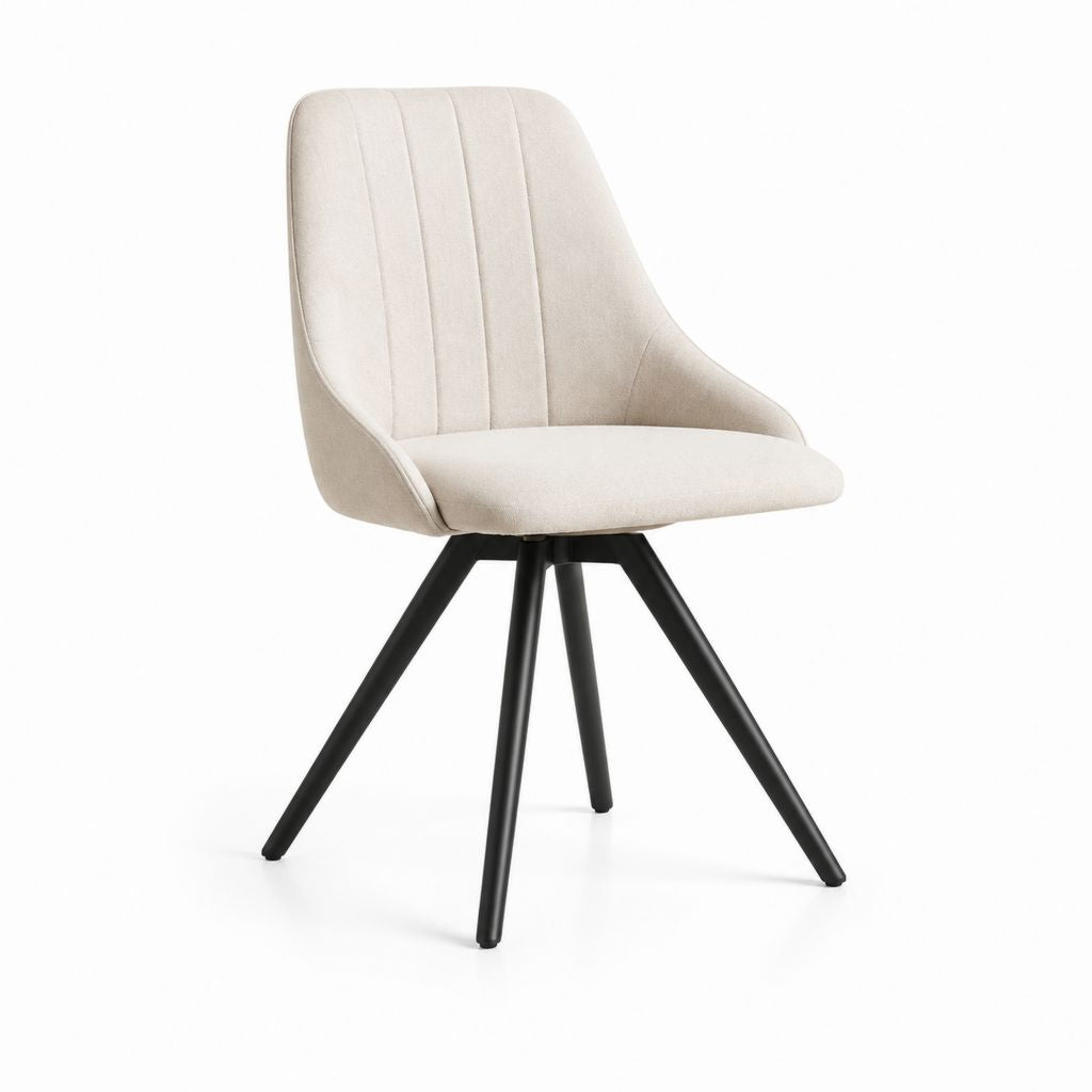 Sedia da pranzo imbottita avorio in poliestere con gambe in acciaio nero 58 x 62 x 86 cm