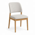 Sedia da pranzo imbottita beige in poliestere e legno massello 48 x 56 x 82 cm