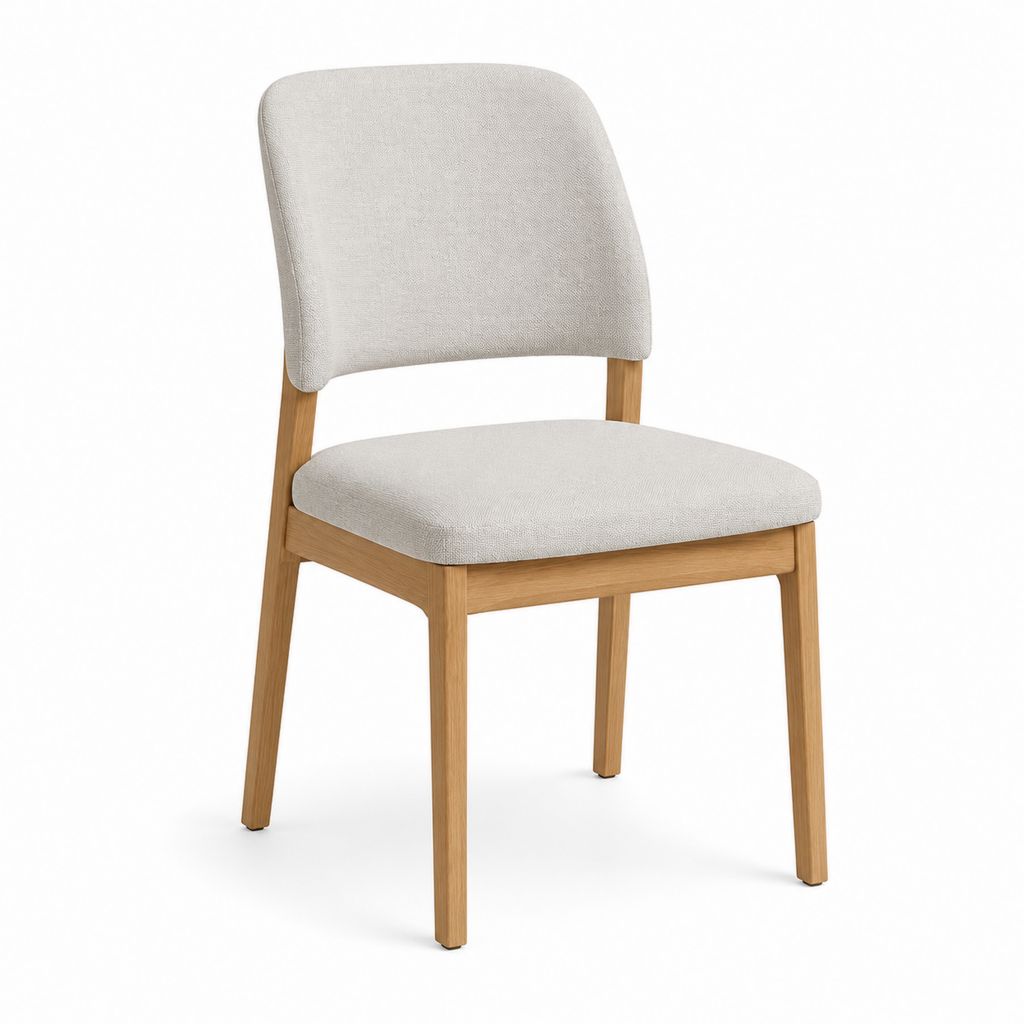 Sedia da pranzo imbottita beige in poliestere e legno massello 48 x 56 x 82 cm