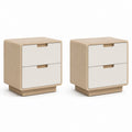 Set di 2 comodini con 2 cassetti bianco e rovere chiaro in MDF 40 x 40 x 50 cm