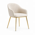Sedia da pranzo con braccioli beige in poliestere e acciaio dorato 58 x 60 x 82 cm