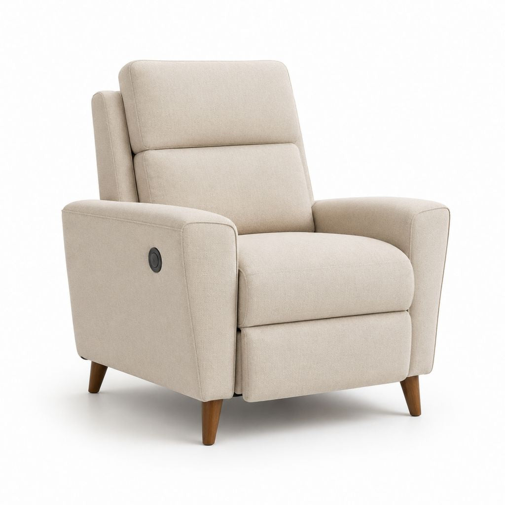 Poltrona reclinabile elettrica beige in poliestere 80 x 90 x 102 cm