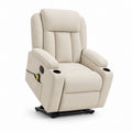 Poltrona reclinabile elettrica alzapersona beige in poliestere con portabicchieri 88 x 94 x 106 cm