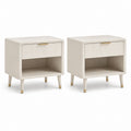 Set di 2 comodini con cassetto avorio in MDF rettangolari 45 x 40 x 55 cm