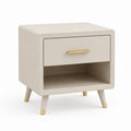 Comodino con cassetto e vano aperto beige in MDF rettangolare 45 x 40 x 55 cm