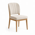 Sedia da pranzo imbottita beige in poliestere e legno massello con schienale curvo 48 x 58 x 85 cm