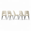 Set 5 sedie da pranzo beige in similpelle PU con gambe in acciaio nero 45 x 55 x 85 cm