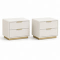 Set di 2 comodini con 2 cassetti avorio in MDF rivestito PU e acciaio inox dorato 50 x 40 x 50 cm