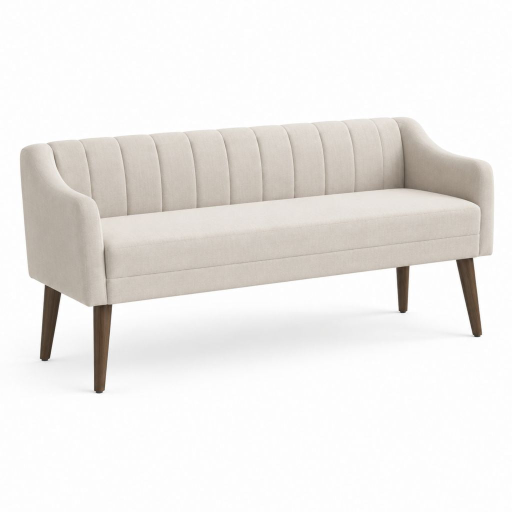 Panca fondoletto imbottita beige in poliestere con schienale curvo 160 x 60 x 85 cm