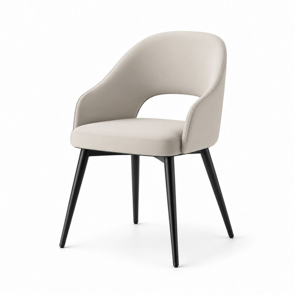 Sedia da pranzo con braccioli beige in similpelle PU e acciaio 58 x 59 x 82 cm