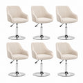 Set di 6 sedie da pranzo girevoli crema in pelle PU e acciaio cromato 49 x 52 x 80-92 cm
