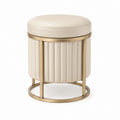Sgabello rotondo crema in PU con struttura in acciaio oro Ø40 x 46 cm