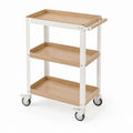Carrello da cucina rettangolare a 3 ripiani bianco e naturale in acciaio e bambù 60 x 40 x 85 cm