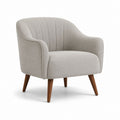 Poltrona da soggiorno beige in poliestere con gambe in legno massello 76 x 72 x 78 cm