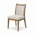 Sedia da pranzo imbottita beige in poliestere con struttura in legno massello di hevea schienale rettangolare 47 x 58 x 100 cm