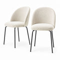Set di 2 sedie da pranzo beige in bouclé di poliestere con gambe in acciaio 48 x 55 x 80 cm