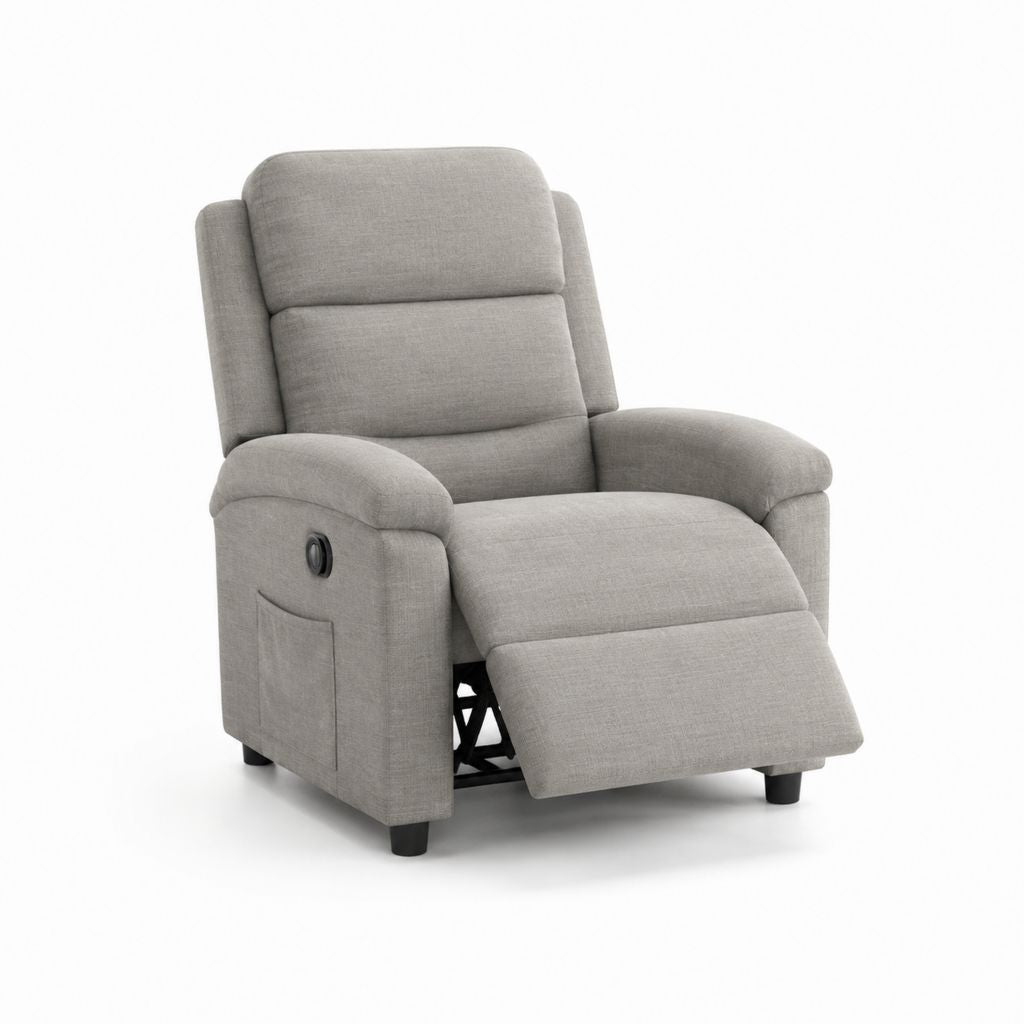 Poltrona reclinabile manuale grigia in poliestere con poggiapiedi 90 x 95 x 102 cm